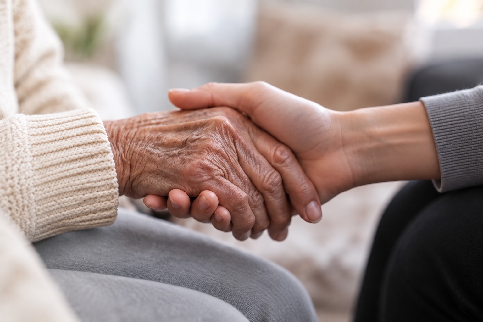 Hands held in a supportive gesture